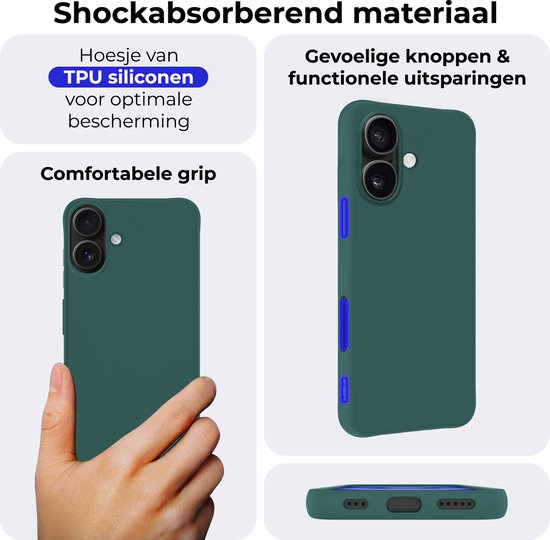 Coque adaptée pour iPhone 16, coque en Siliconen – Coque adaptée pour iPhone 16, coque – Vert foncé