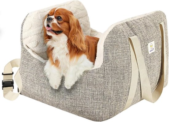 Pawaboo Middenconsole Hondenverhoger Autostoeltje, Hondenautostoel Met Zacht Pluche Draagbaar En Comfortabel Huisdierbed Voor Auto Bevestiging Veiligheidsriem Hondenreisautostoel Past Onder 2044464750