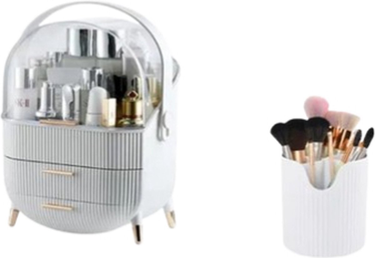 Blyx Make-Up Organizer Opbergdoos Make up tas Make up Koffer Sieraden Set Wit 37x29x19CM