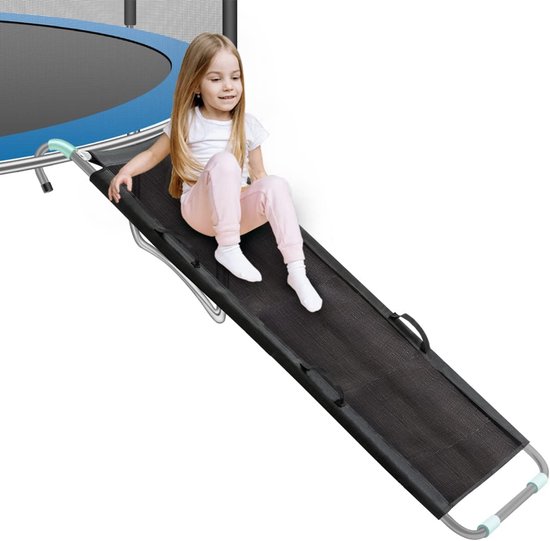 BOTC Trampoline glijbaan voor buiten spelen - 160cm - Maximaal 75kg - Stevig - Lichtgewicht - Zwart