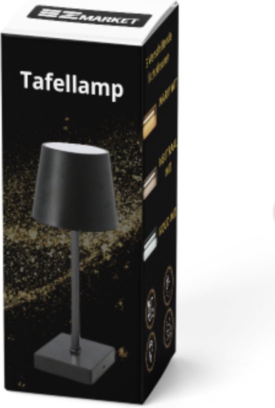 meoaow Tafellamp met accu, led-tafellamp, draadloos, bedlampje, dimbaar, met USB-C oplaadbaar, batterij, touch-lamp, tafellampen voor slaapkamer, eetkamer, kantoor (zwart, 2 stuks
