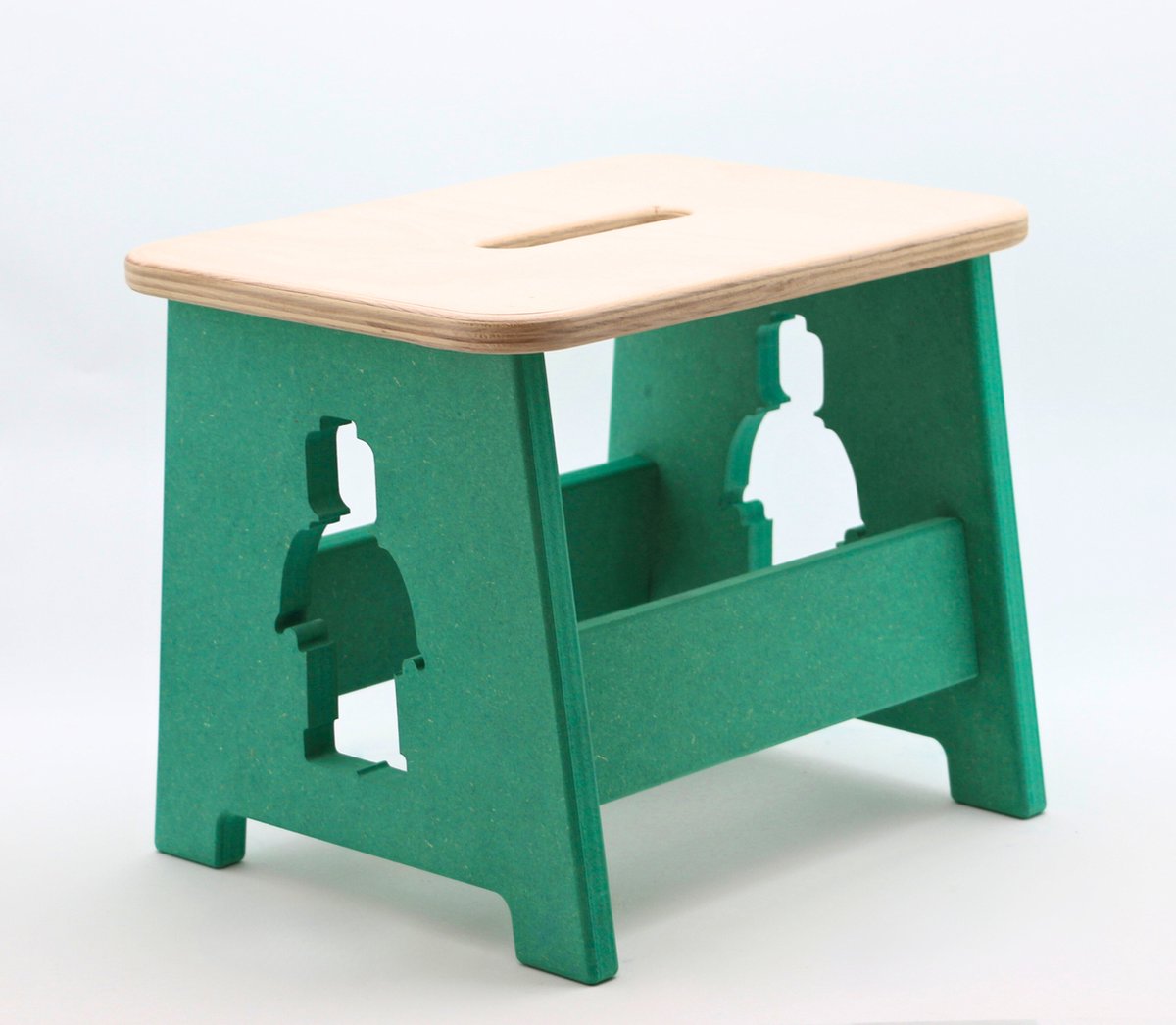 Houten kruk voor kinderen - Kinderkruk - Opstapje - Groen - Lego man