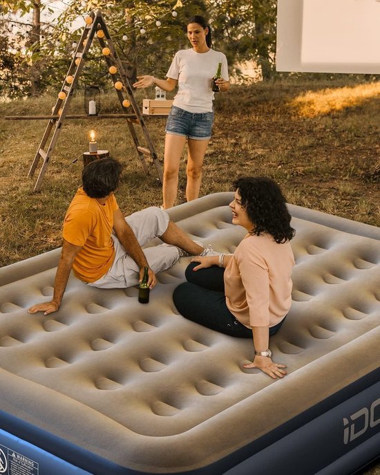 Luchtbed Dubbel formaat zelfinflatie deflatie luchtmatras met ingebouwde pomp voor thuis kamperen - 193 x 137 x 46 cm 295 kg van Merkloos — afbeelding 4