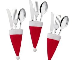 Kerstdecoratie - Kerstartikelen - Kerst - Bestekversiering - Tafeldecoratie - Christmas - Merry X-MAS - Rood - Wit Kerstdecoratie - Kerstartikelen - Kerst - Bestekversiering - Tafeldecoratie - Christmas - Merry X-MAS - Rood - Wit