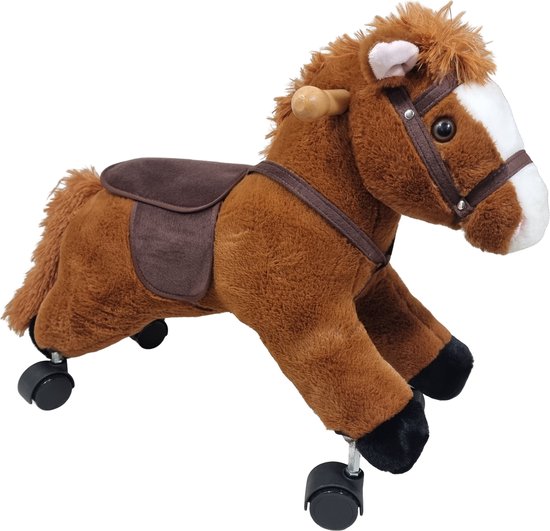 Playwood - Looppaard met zwenkwielen met geluid - loopauto rijdend paard 25 x 50 x57 cm zithoogte 34 cm