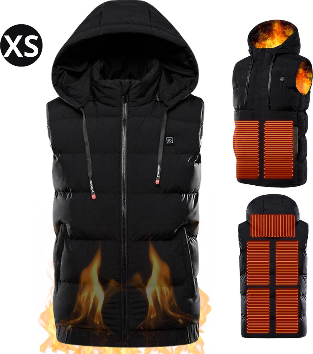 Bovista Verwarmde Bodywarmer Heated Vest Elektrische Bodywarmer Extra Warm Water Afstotend Oplaadbaar Unisex Zwart
