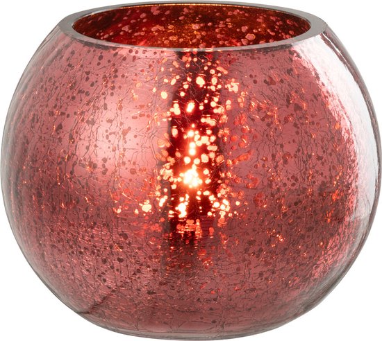 J-Line photophore Boule Craquelée - verre - rose - small