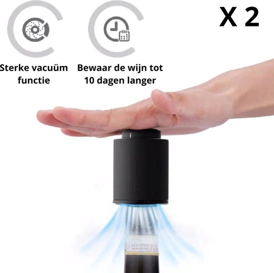[Pack de 2] Pompe à vide à Vin - Wine Saver à Vin - Pompe à vide - Bouchon à Vin - Pompe à Vin - Emballage cadeau