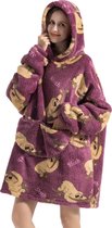 Bovista Hoodie Deken Met Mouwen - Plaid - Knuffeldeken - Onesie - Fleece Blanket - Dames - Heren - Kinderen - Extra Zacht & Warm - Luiaard