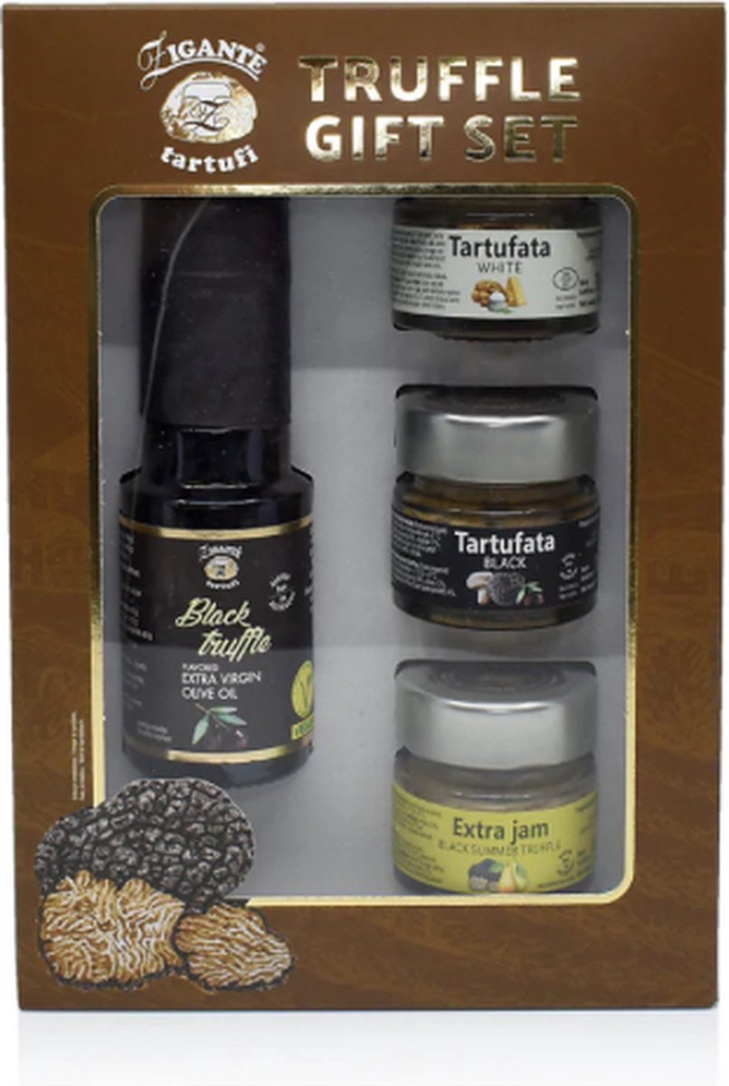 TRUFFEL GIFT SET - TRUFFEL OLIE-TARTUFATA - WITTE TARTUFATA - PEREN JAM EMT TRUFFEL