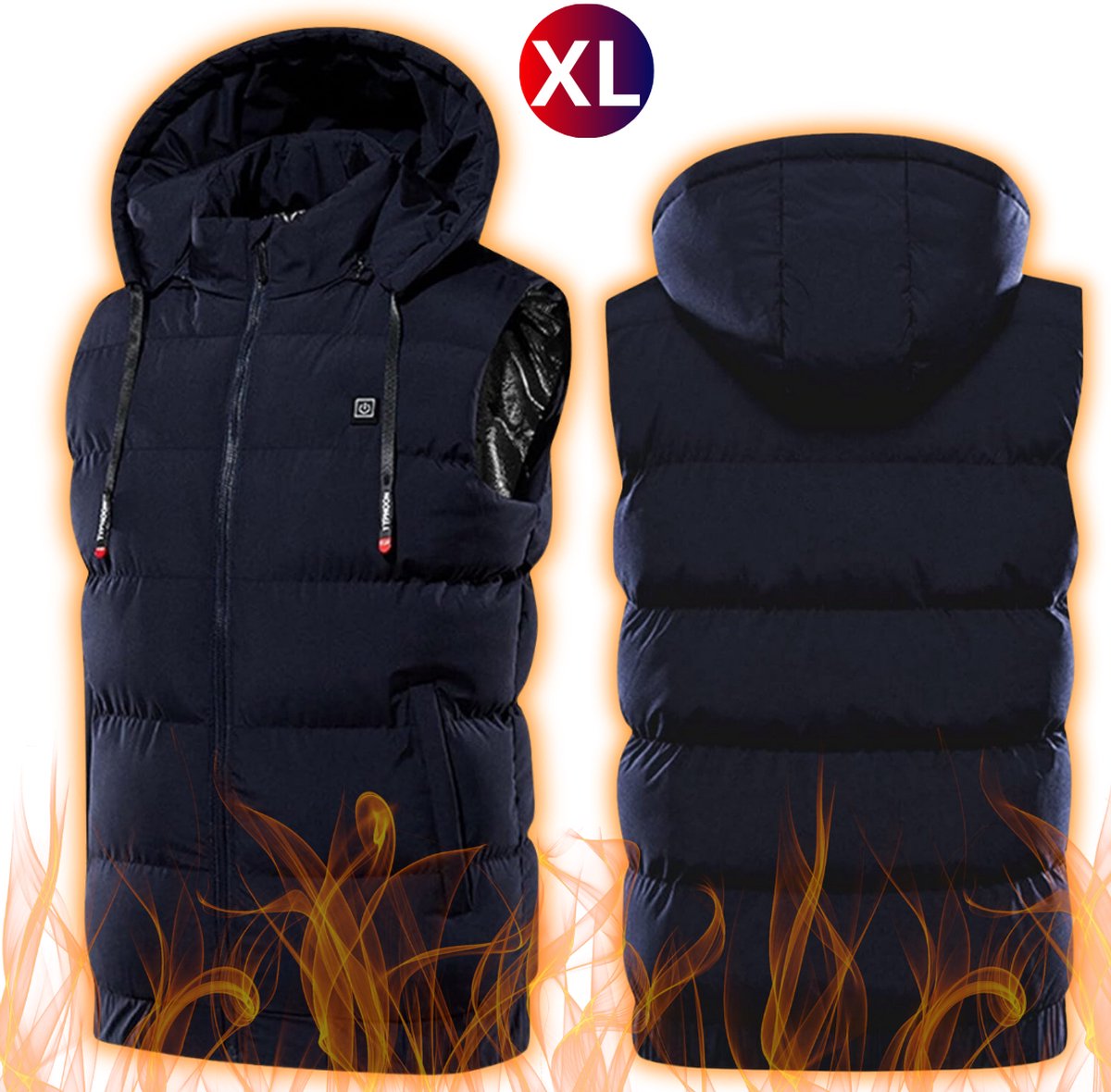 Bovista Verwarmde Bodywarmer Heated Vest Elektrische Bodywarmer Rits Capuchon Water Afstotend Oplaadbaar Blauw