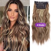 SassyGoods Haarextensies - Clip-In Extensies - Complete Set van 4 Hair Extensions - Bruin Blond Haar - Extensions Clip In - Golvende Haarverlenging - Haarstuk - Nep Haar - Nephaar - 50 cm
