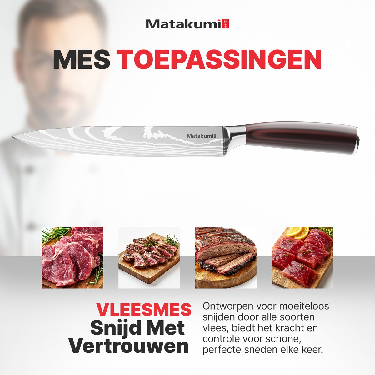 Koksmes met Damascus Print van Matakumi — cadeau in Kookcadeaus - foto 4