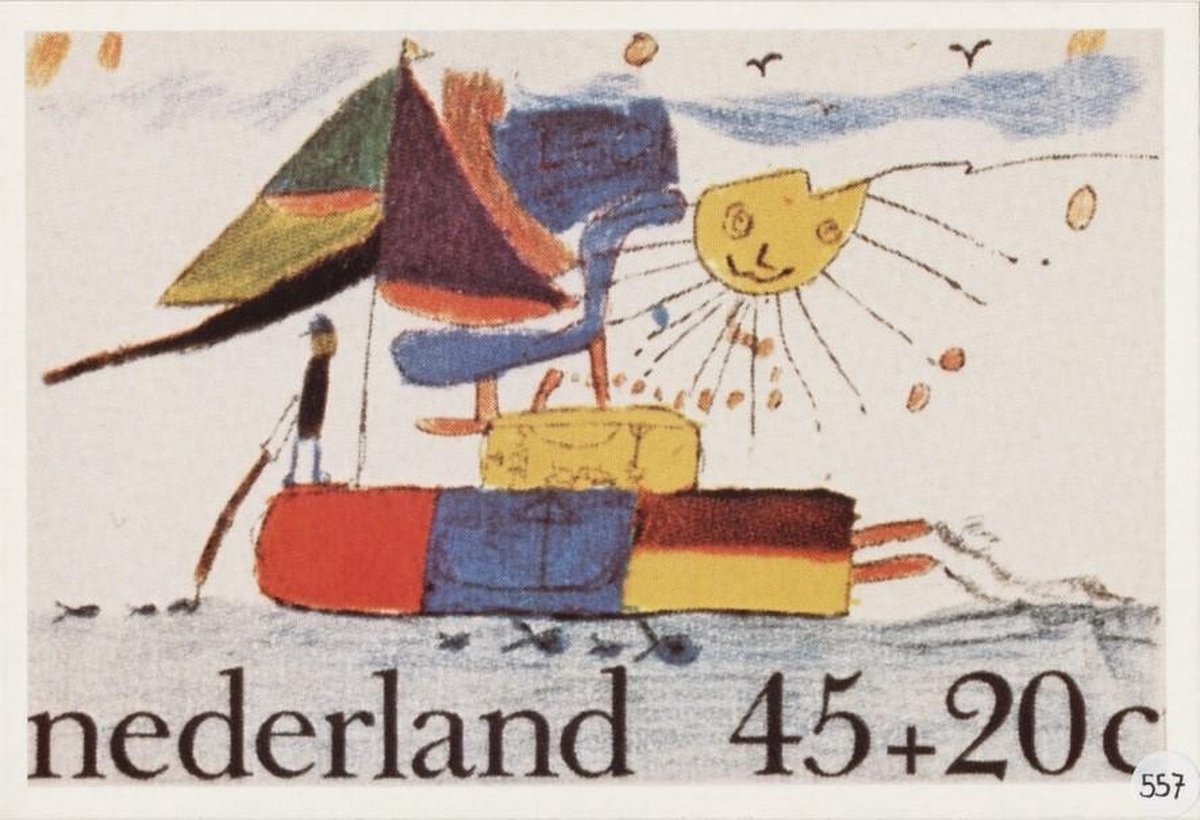 4 briefkaarten met afbeelding kinderpostzegels 1976 Nederland