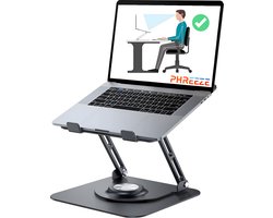 Metalen Laptop Standaard - Ergonomisch - Laptophouder - Verstelbaar - 360* Draaibaar - Universeel 10 tot 17 inch - Laptopstandaard - Inklapbaar Laptop Verhoger - Zwart