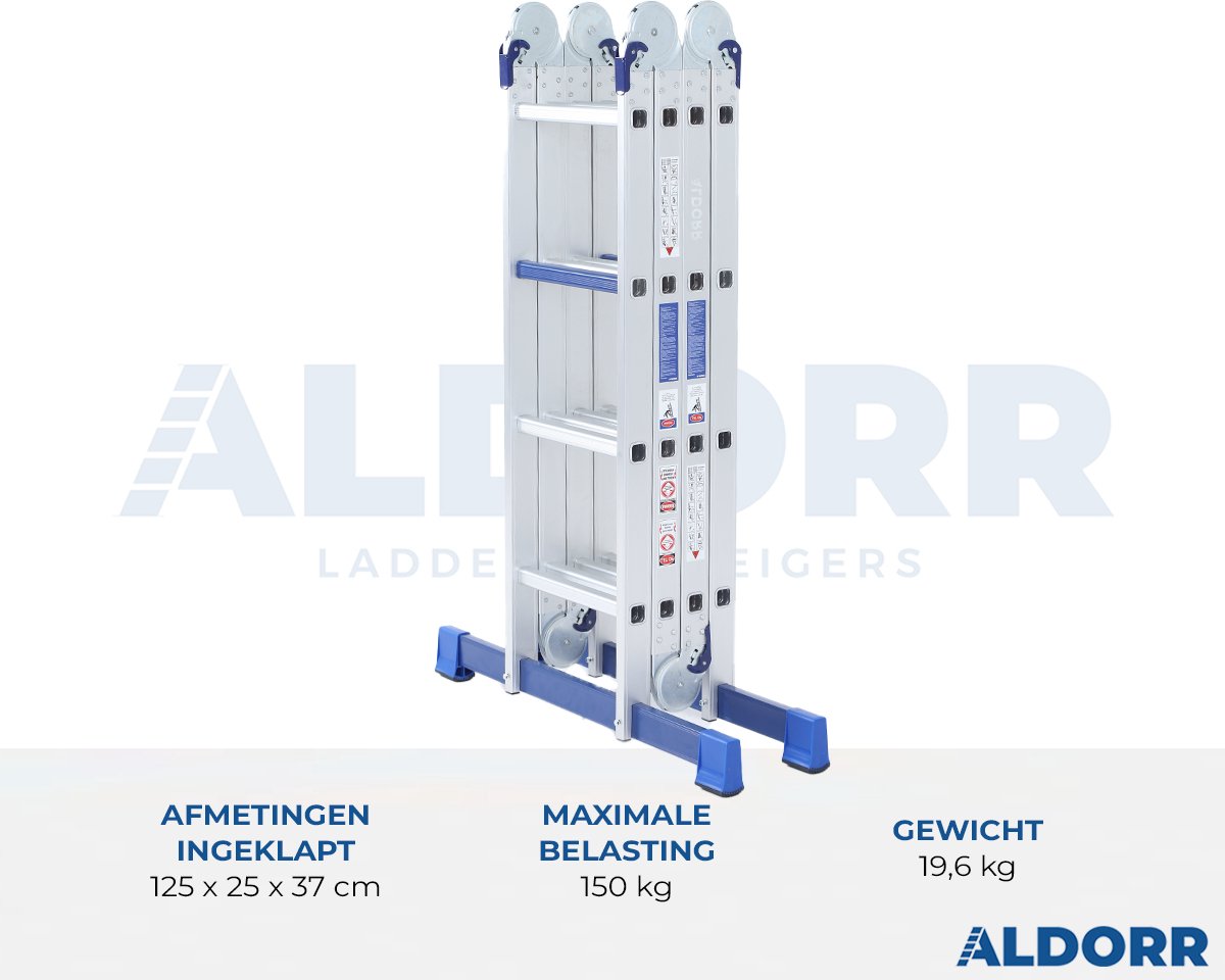 ALDORR Home - Vouwladder Aluminium 4 x 4 treden zonder Platform - 4,60 meter – foto 6