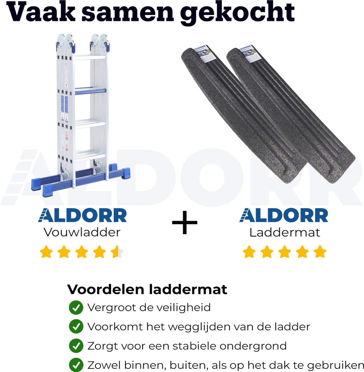 ALDORR Home - Vouwladder Aluminium 4 x 4 treden zonder Platform - 4,60 meter – foto 3
