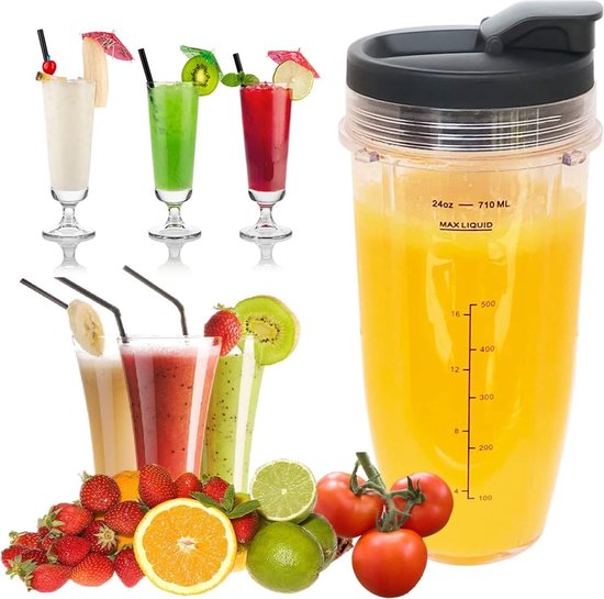 Geschikt voor 24oz Blenderbeker met Sip & Seal-deksel - Geschikt voor ,BL450,BL454,BL455,BL456,BL480,BL481,BL482,BL490,BL640,BL642,BL682,SS101,SS401,SS351/,voor Nutri Ninja Auto IQ-serie blenders, 2-pack van Geschikt voor — afbeelding 5