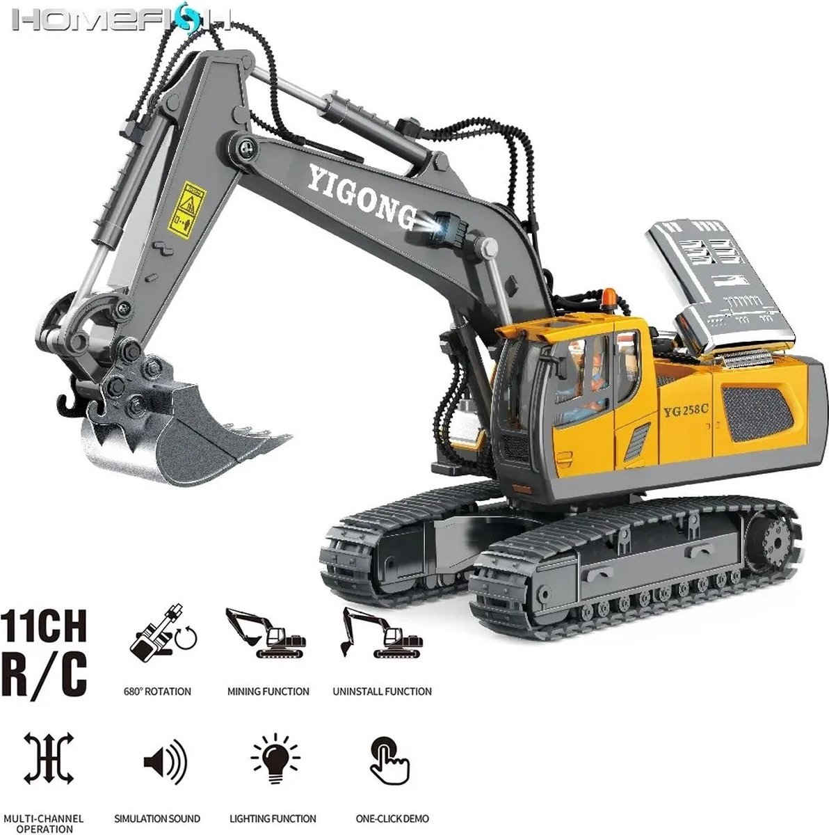 Metalen hydraulische grijper voor DIY 1/14 946 946 3 Rc graafmachine met rupsbanden (MTM BA 946 HydraulicGrab ARTR W
