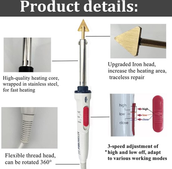 Kit Soudage Plastique 100W 2 En 1 Avec 56 Baguettes - Réparation Pare-chocs Voiture, Meubles, Objets - Pour Bricoleurs