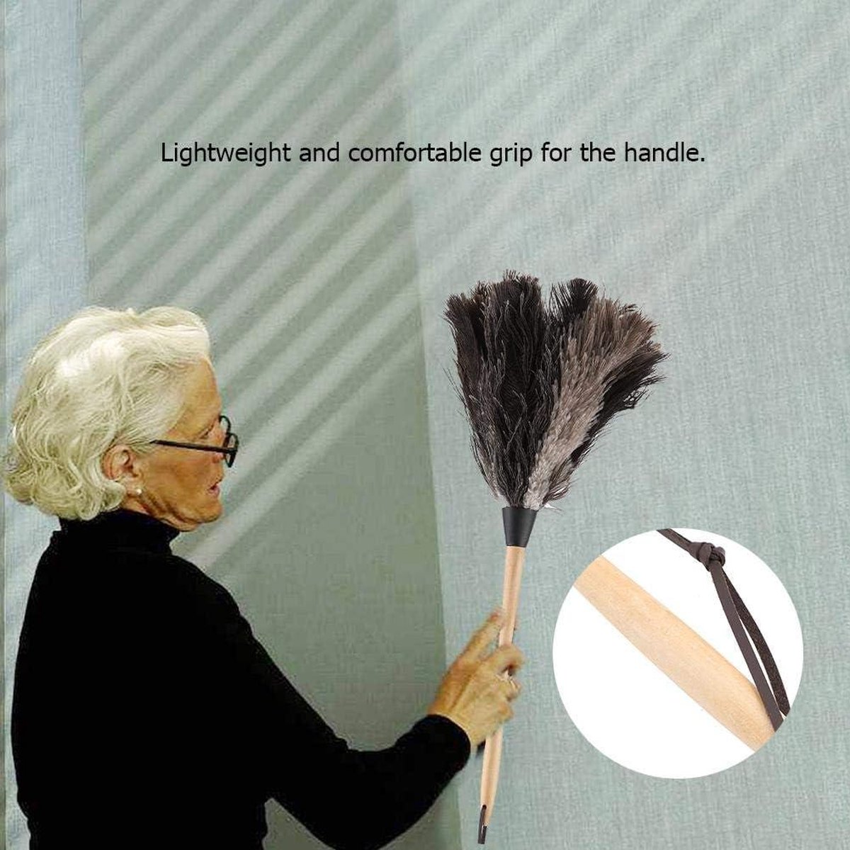 Goedkoopste Multifunctioneel Handgemaakt Wasbaar Niet-elektrostatisch Reinigingsstofdoek - Houten lange steel - Struisvogelstofdoek voor televisie Boekenplank Auto Plumeau