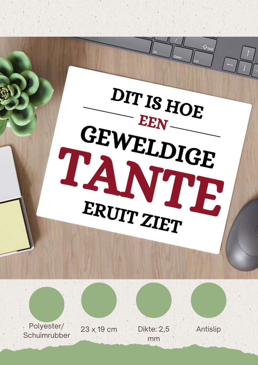 Akyol - geweldige tante Muismat - Tante - liefste tante - verjaardagscadeau - verjaardag - cadeau voor tante - kado - 23 bij 19 cm