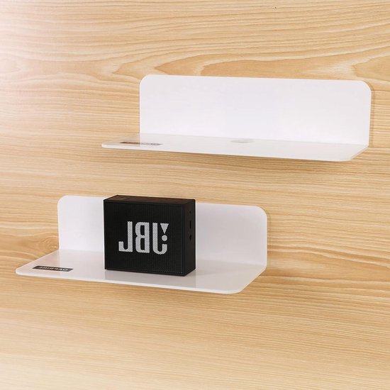 BAMEOS Zwevende wandplanken, decoratieve wandplanken, set van 2 met, 60 cm, wanddecoratie voor badkamer, keuken, woonkamer en slaapkamer (zwart
