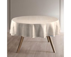 Protecttable - Rond Tafelzeil Linnenlook Ecru Ø138cm - Tafelkleed Afwasbaar - Kunststof