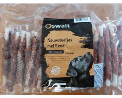 Oswalt Kauwstaafjes Met Eend - Gedraaide sticks met Eend - 100 Stuks - 12,5cm - Hondensnack