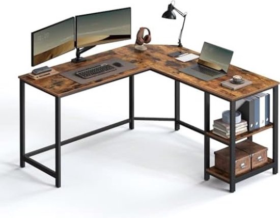 Bestier Petit bureau en forme de L avec étagères de rangement pour ordinateur de 119,2 cm Bureau