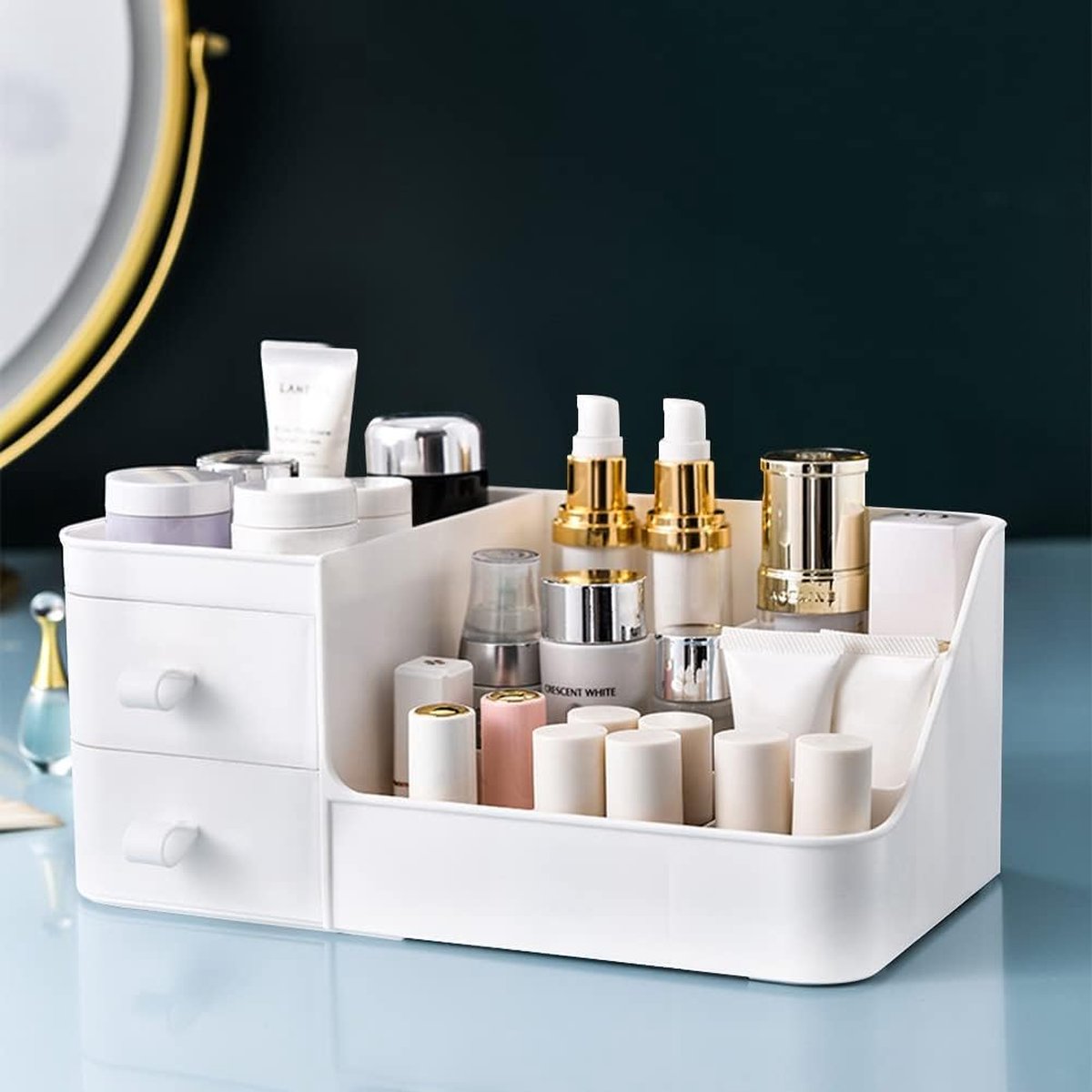 Make-up organizer met lades cosmetische opbergdoos lades voor kaptafel ladekast wastafel make-up & bureau accessoires borstels wattenschijfjes nagellak lippenstift sieraden wit