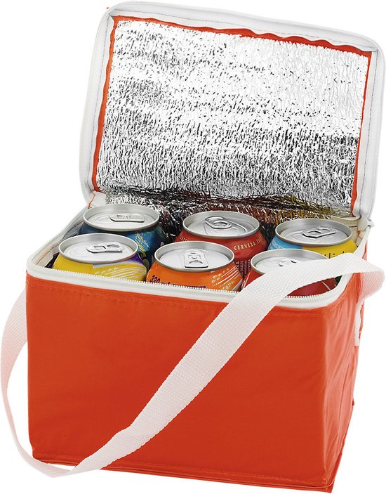 Mini koeltas zwart/wit - PVC - voor 6 blikjes - sixpack - 3,2 liter - 21 x 15 x 15 cm - lunchtasjes van MINI — afbeelding 2
