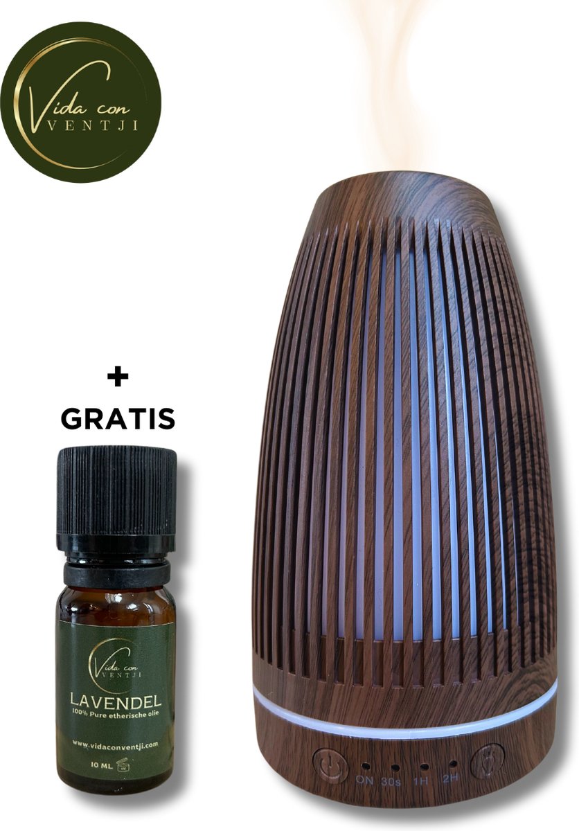 Goedkoopste Vida con Ventji® - Aroma diffuser - Luchtbevochtiger - Geurverspreider - Vernevelaar - Aromatherapie - 100 ML - Inclusief Etherische Olie T.w.v. €17,95