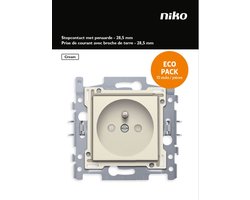 NIKO Original Cream inbouw stopcontact - penaarde -  enkelvoudig - 10 stuks