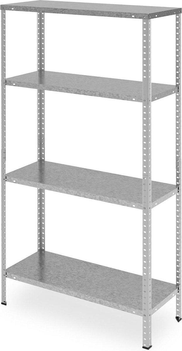 Opbergrek metaal verzinkt 4 planken stellingkast staal tot 160 kg berging HBD 150x75x30 cm zilver Opbergrek