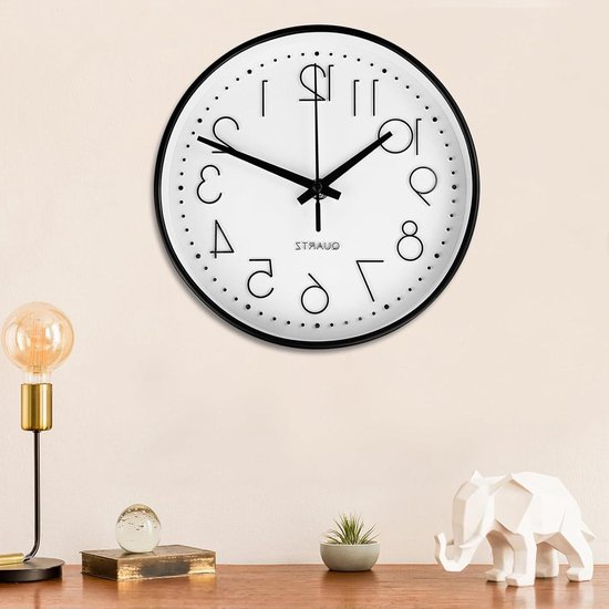 Stille wandklok 20 cm kwartsuurwerk cirkelvormig eenvoudig af te lezen moderne. bol