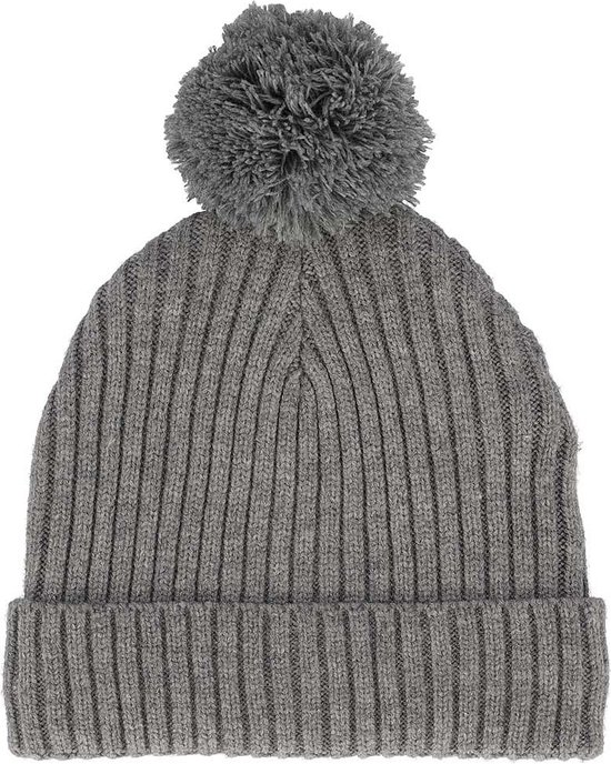 Baby Muts - Ribbed + Pompon - 1-2 Jaar - Licht Grijs
