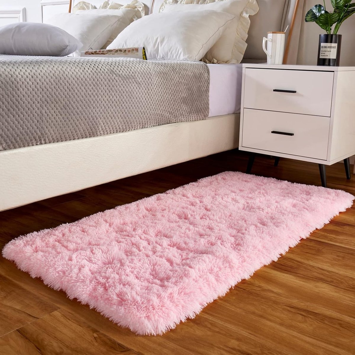 Fabrica Home Vloerkleden voor woonkamer, solide, kleur shaggy tapijt, modern vloerkleed, beige