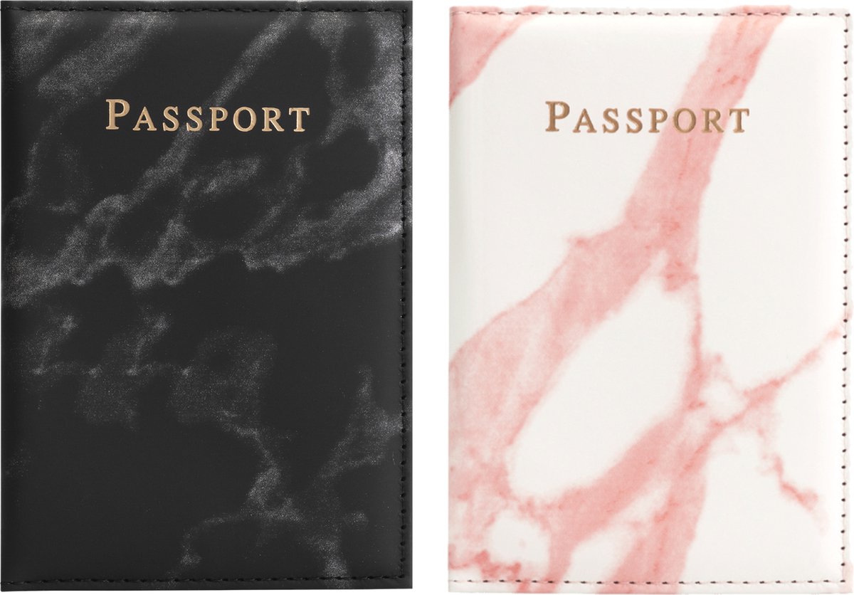 FuninCrea passport holders, PU leather passport cover travel wallet with multiple slots, slim passport cover wallet with gold pattern for passport, business cards, Pink, Small, Modern