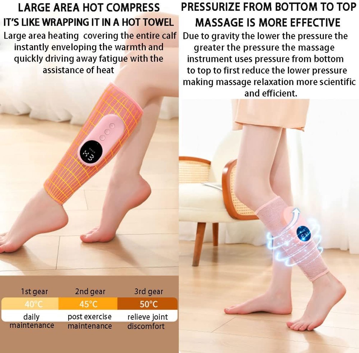 Beenmassage apparaat -Kuit massage -Beenmassage apparaat bloedsomloop -Voetmassage apparaat-Beenmassager - Draadloze Massage - Luchtcompressie - Verlicht Beenpijn - Verstelbare Intensiteit thumbnail 4