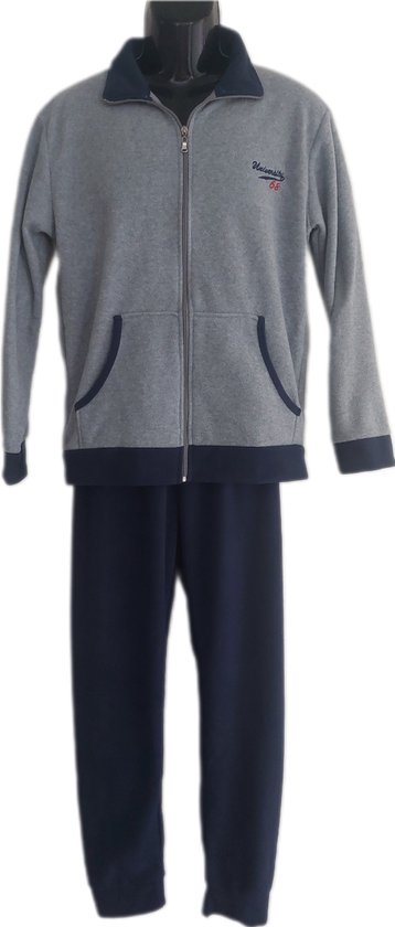 Foto: Heren huispak trainingspak joggingpak maat xxl 2 delig vest broek fleece kleur grijs marineblauw merk i love notte stella confectiemaat 54 cadeau kerst