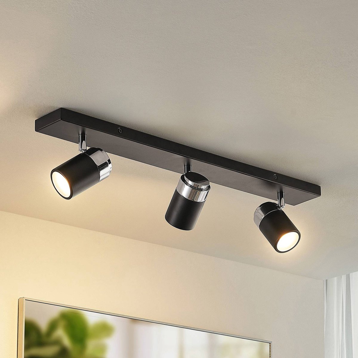 Lindby buitenspot 3lichts ijzer zink glas H: 14 cm GU10 zwart