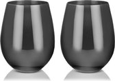 Viski Stemless wijnglas - RVS - 532ml - Gunmetal - Set van 2