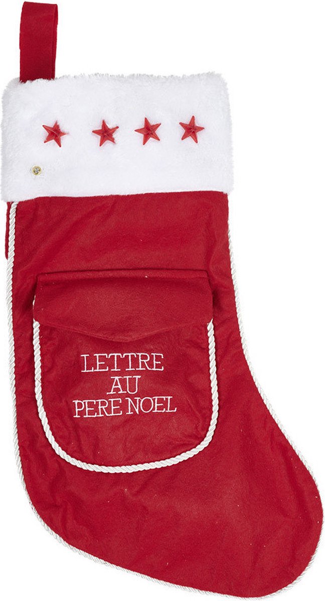 DIFFUSION - Verlichte kerstsok - 23 x H.50 cm - brief aan de kerstman - stocking