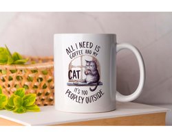 Mok All i need is Coffee and my Cat - Cats - Gift - Cadeau - CatLovers - Meow - KittyLove - Katten - Kattenliefhebbers - Katjesliefde - Prrrfect