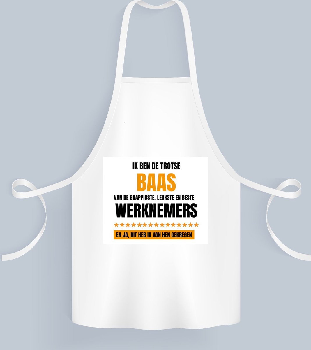 Akyol - trotse baas Keukenschort - Baas - een baas - werk - afscheidscadeau - verjaardagscadeau - kado - gift - 82 bij 71 cm