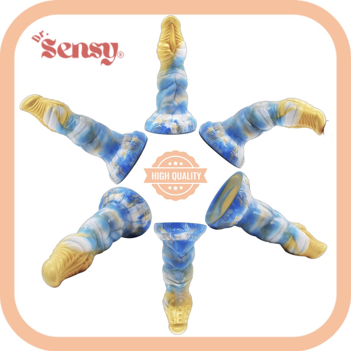 Goedkoopste Dr. Sensy Special Edition Dildo HaeChi - Geel/Blauw/Wit - Dildo met Zuignap - Seksspeeltjes - 21cm x 6cm - Dildo Mannen Anaal - Dildo Vaginaal