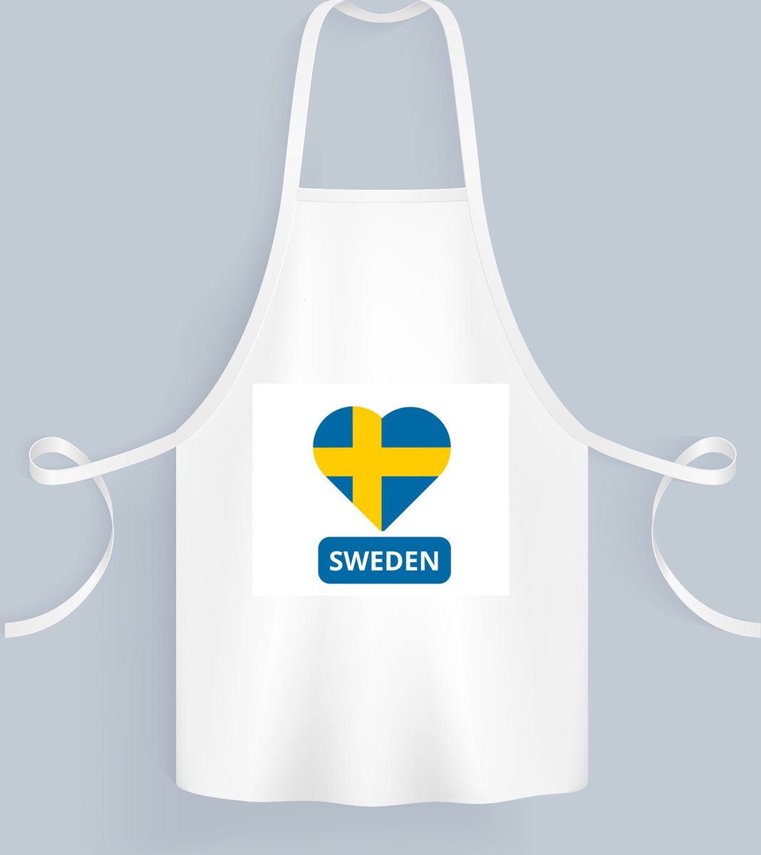Akyol - sweden vlag hartje Keukenschort - Zweden - reizigers - toerist - verjaardagscadeau - souvenir - vakantie - 82 bij 71 cm