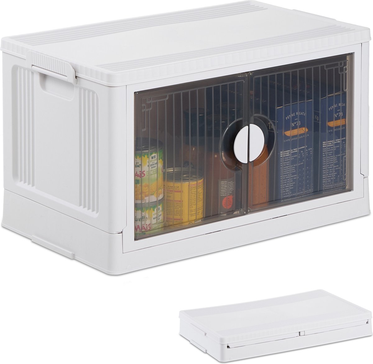 Relaxdays opbergbox opbergdoos opbergbak met deksel stapelbaar 50 l plastic Pak van 1
