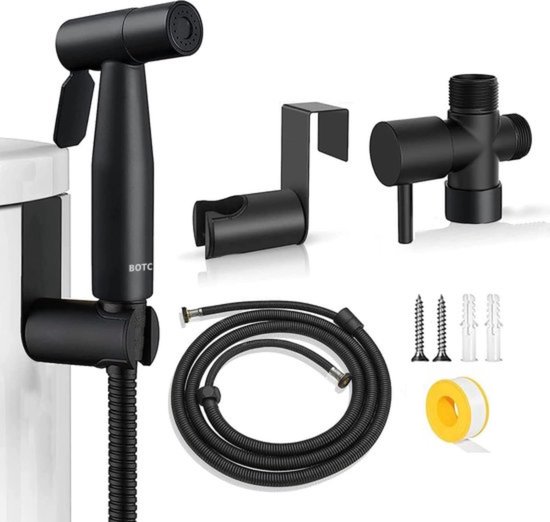 BOTC Bidet Handdouche - Shattaf - Bidet Sproeier - Bidetkraan - Zwart